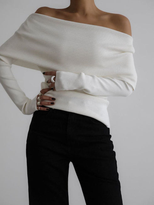 'Alora' Off Shoulder Soft Knit Top - Celes Fashion